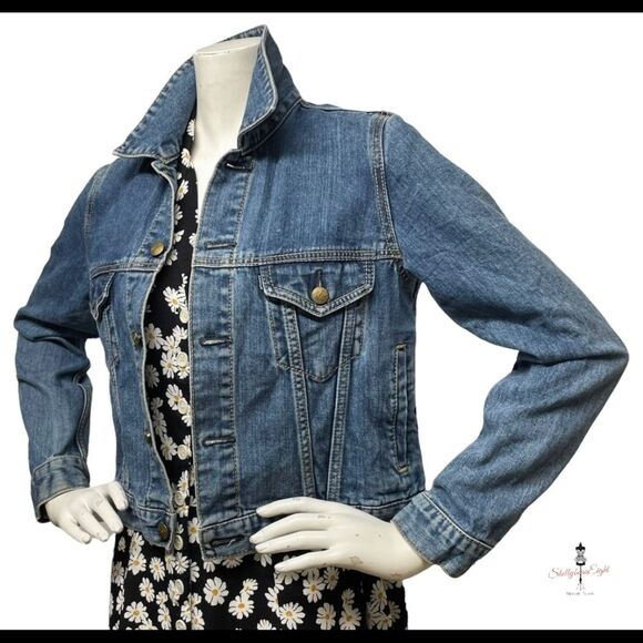 MOUSSY VINTAGE Jeans Denim Trucker Jacket Appliques New York Paris Bad A** S - Picture 4 of 13